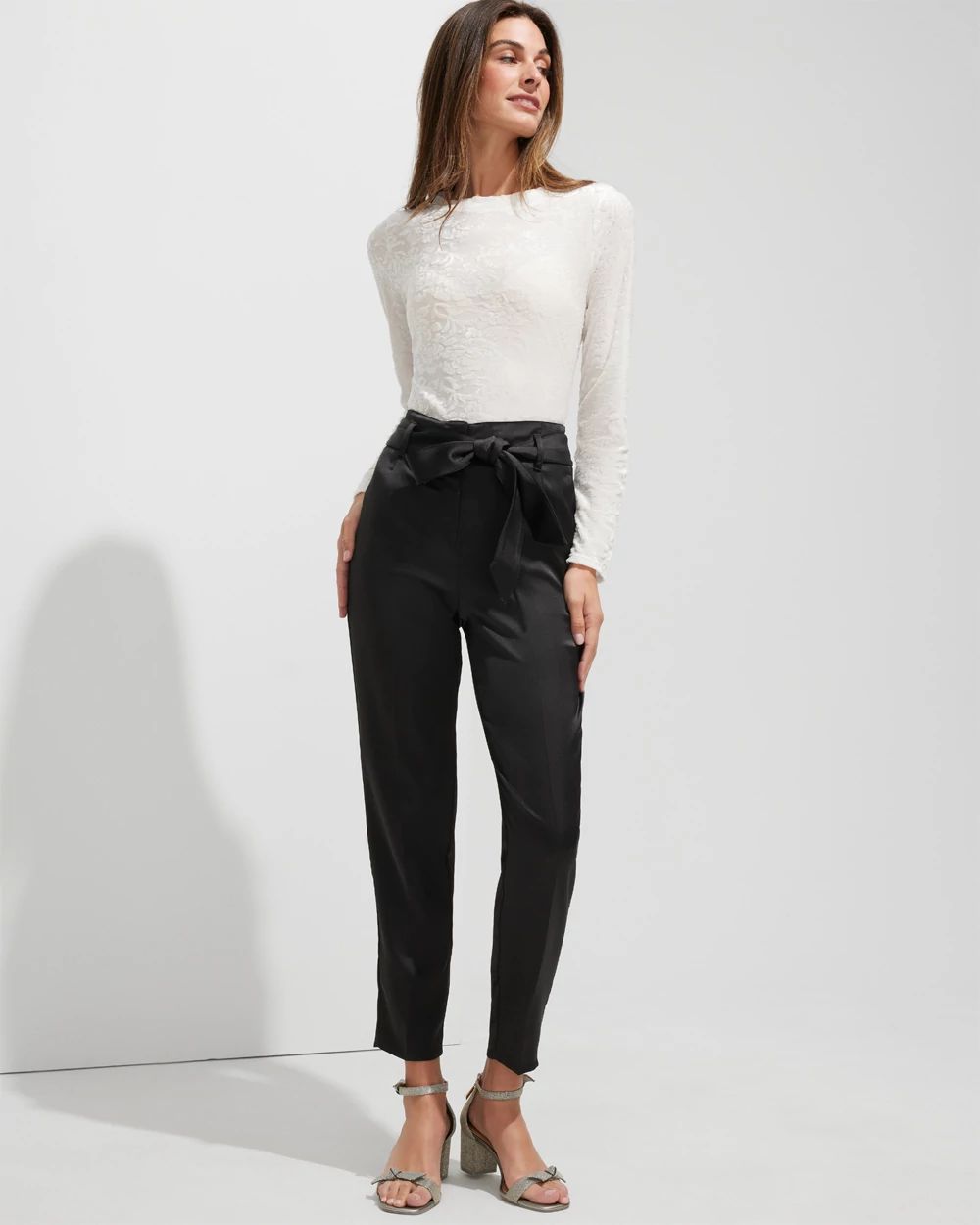 Satin ankle pants on sale